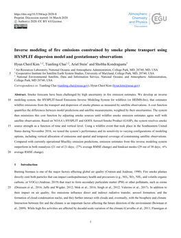 Inverse Modeling of Fire Emissions Constrained by Smoke Plume