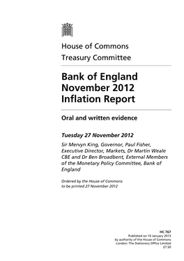 Bank of England November 2012 Inflation Report