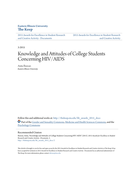 Knowledge and Attitudes of College Students Concerning HIV/AIDS Anita Ihuwan Eastern Illinois University