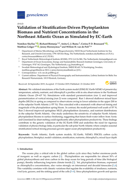 Validation of Stratification-Driven Phytoplankton Biomass and Nutrient Concentrations in the Northeast Atlantic Ocean As Simulat