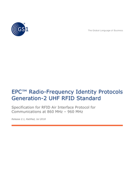 EPC™ Radio-Frequency Identity Protocols Generation-2 UHF RFID Standard