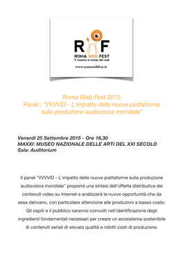 Roma Web Fest 2015 Panel : 