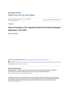 Of Mentions of St. Augustin's Church and School in Newport Daily News, 1970-1999