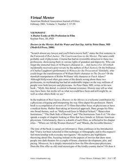 Virtual Mentor American Medical Association Journal of Ethics February 2001, Volume 3, Number 2: 57-59