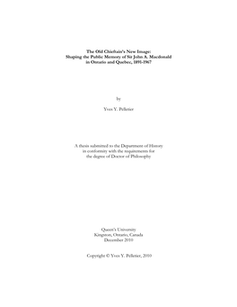 Shaping the Public Memory of Sir John A. Macdonald in Ontario and Quebec, 1891-1967