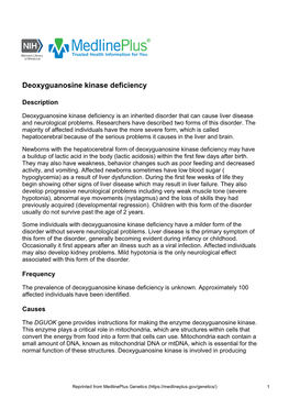 Deoxyguanosine Kinase Deficiency