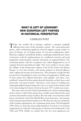 What Is Left of Leninism? New European Left Parties in Historical Perspective