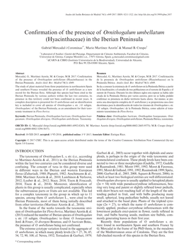 Confirmation of the Presence of Ornithogalum Umbellatum (Hyacinthaceae) in the Iberian Peninsula ; Confirmación De La Presenci