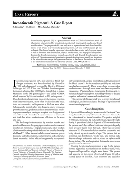 Incontinentia Pigmenti: a Case Report R