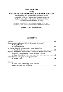 THE JOURNAL of the UNITED REFORMED CHURCH HISTORY