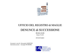 Denunce Di Successione (1929-1932)