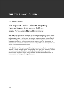 The Impact of Teacher Collective Bargaining Laws on Student Achievement: Evidence from a New Mexico Natural Experiment Abstract