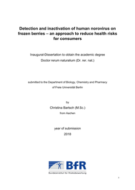 Detection and Inactivation of Human Norovirus on Frozen Berries – an Approach to Reduce Health Risks for Consumers