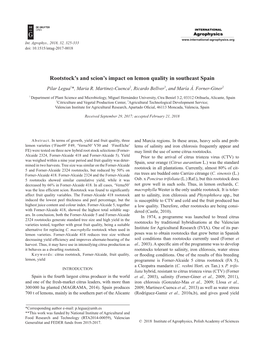 Rootstock's and Scion's Impact on Lemon Quality in Southeast Spain