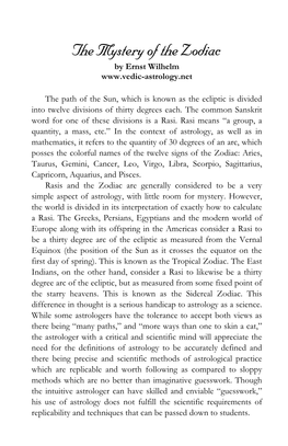 The Mystery of the Zodiac by Ernst Wilhelm