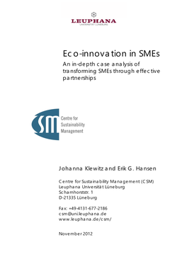 Eco-Innovation in Smes an In-Depth Case Analysis of Transforming Smes Through Effective Partnerships