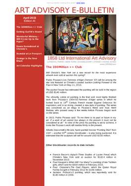 ART ADVISORY E-BULLETIN April 2015 Edition 44