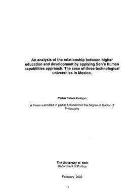 An Analysis of the Relationship Between Higher Education and Development by Applying Sen's Human Capabilities Approach. the Case