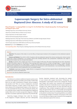 Laparoscopic Surgery for Intra-Abdominal Ruptured Liver Abscess: a Study of 32 Cases