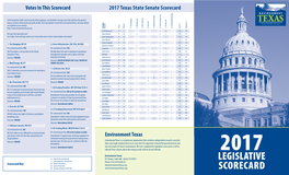Legislative Scorecard As a Tool to Educate Texas Citizens About the Voting Records of Their Elected Officials