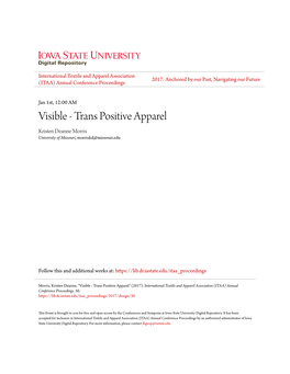 Trans Positive Apparel Kristen Deanne Morris University of Missouri, Morriskd@Missouri.Edu