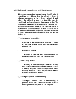 9.07. Methods of Authentication and Identification. the Requirement Of