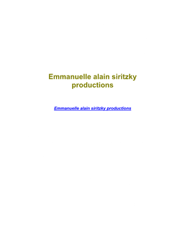 Emmanuelle Alain Siritzky Productions