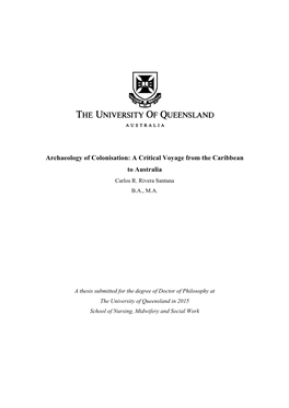 Archaeology of Colonisation: a Critical Voyage from the Caribbean to Australia Carlos R