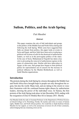 Sufism, Politics, and the Arab Spring