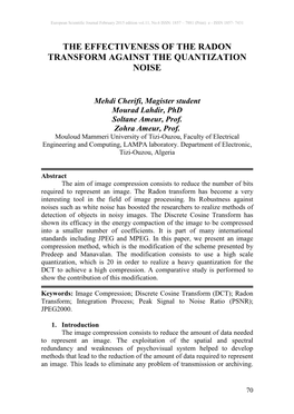 The Effectiveness of the Radon Transform Against the Quantization Noise