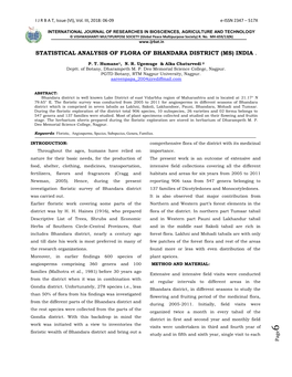 Statistical Analysis of Flora of Bhandara District (Ms) India