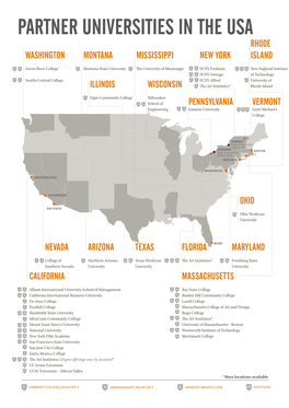 Partner Universities in the Usa Rhode Washington Montana Mississippi New York Island