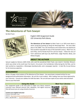 The Adventures of Tom Sawyer by Mark Twain English 1302 Assignment Guide LSC-University Park Library