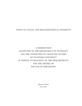 Topics in Causal and High Dimensional Inference