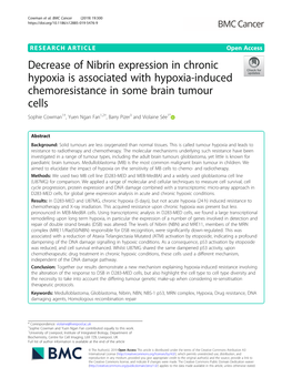 Decrease of Nibrin Expression in Chronic Hypoxia Is Associated With