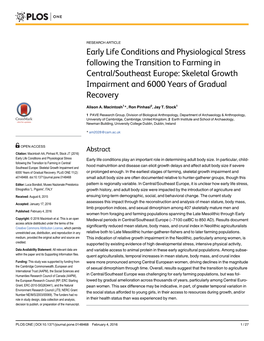 Early Life Conditions and Physiological Stress Following the Transition to Farming in Central/Southeast Europe: Skeletal Growth