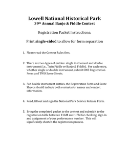 Lowell National Historical Park 39Th Annual Banjo & Fiddle Contest