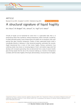 A Structural Signature of Liquid Fragility