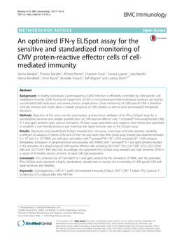 An Optimized IFN-Γ Elispot Assay for the Sensitive and Standardized