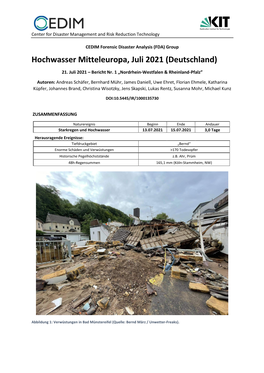 Hochwasser Mitteleuropa, Juli 2021 (Deutschland)