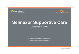 Selinexor Supportive Care Guidelines in R/R MM