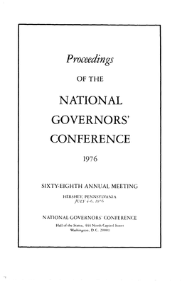 Proceedings NATIONAL GOVERNORS' CONFERENCE