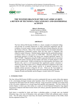 The Western Branch of the East African Rift: a Review of Tectonics, Volcanology and Geothermal Activity