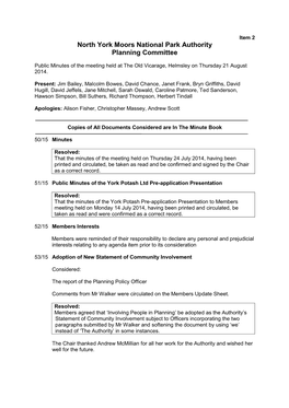 North York Moors National Park Authority Planning Committee