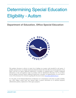 Eligibility Guidelines Autism