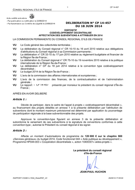 Cp 14-457 Conseil Regional D’Ile De France