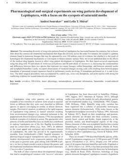 Pharmacological and Surgical Experiments on Wing Pattern Development of Lepidoptera, with a Focus on the Eyespots of Saturniid Moths