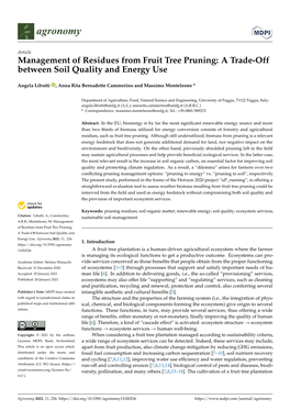 Management of Residues from Fruit Tree Pruning: a Trade-Off Between Soil Quality and Energy Use