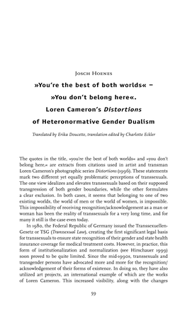 Loren Cameron's Distortions of Heteronormative