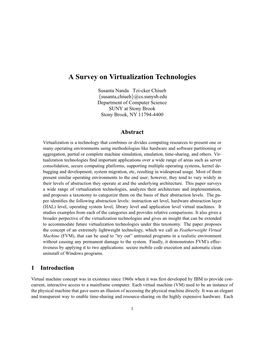 A Survey on Virtualization Technologies